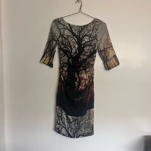 Tracy Reese sheathe winter landscape print dress